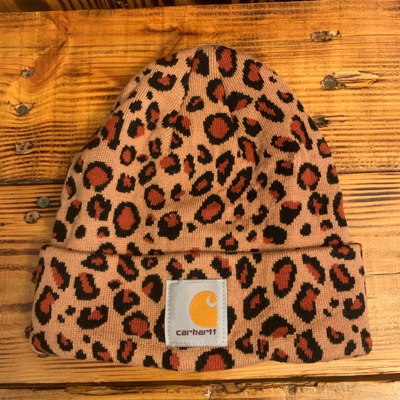 Carhartt Cheetah Print Beanie - Brown and Black - Picture 1 of 2